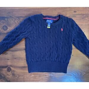 Polo Ralph Lauren Cable Knit Navy Blue Sweater Size 2T Cotton Pull Over EUC